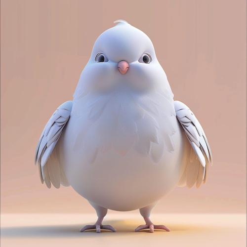 带有青白色的小胖鸽子 给大家打招呼 可爱卡通