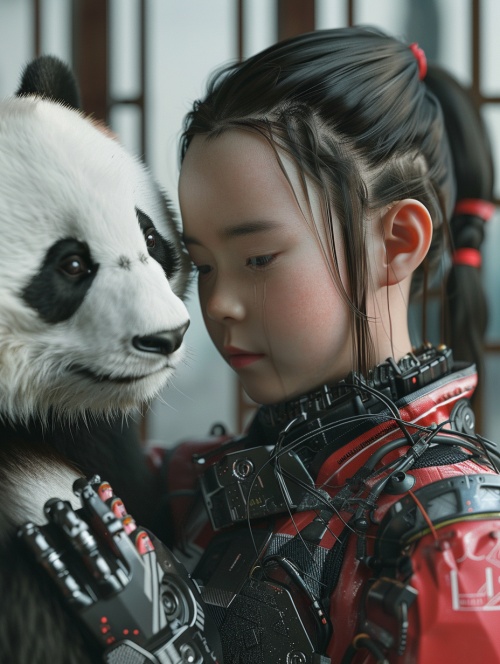 一个女孩名叫婉君，抱着一条大熊猫，一个科技男人头像