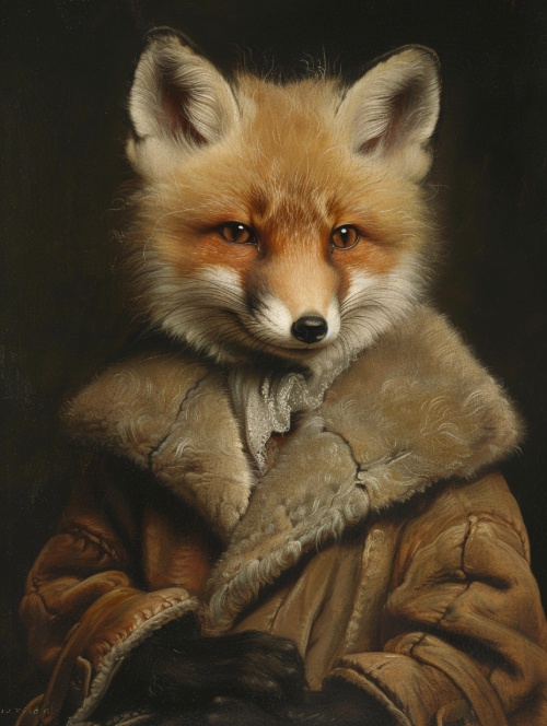 一个穿着交领外套的男狐狸宝宝