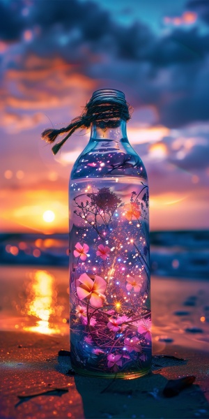 Aesthetic Epic Picture: Glass Bottle with World of Stars