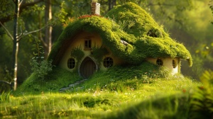 小动物的家，看到房子的整体，整体感觉温馨，房子在一片草地上