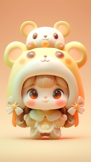 中国十二生肖：超可爱女孩带猫咪帽的时尚科技元素玩具