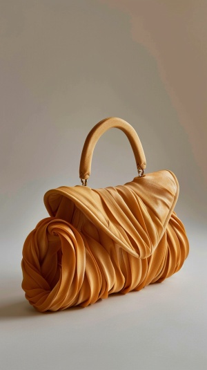 A designer handbag made of pastaproduct photographycroissant inspired handbagsoft lightinghigh resolutionhyperrealistic details