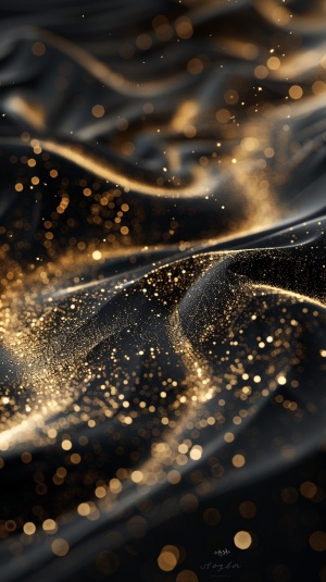 黑色和金色金沙漩涡，发着闪烁之光