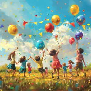 欢乐的儿童节：璀璨的彩旗、欢快的音乐、灿烂的笑容、欢声笑语、童趣的游戏、多彩的气球、五彩斑斓的糖果、欢快的舞蹈、兴奋的气氛、快乐的合唱、精心准备的礼物、天马行空的想象、带给孩子们无限喜悦的节日。