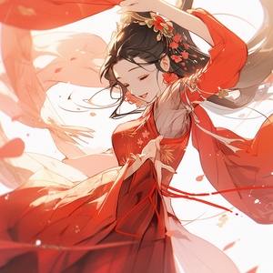 霓裳，跳舞，古风，美女，黑发，花朵，唯美，嘴角带血，汉服，似要倒下