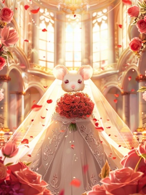 可爱生肖守护神鼠穿婚纱，独特奇幻世界