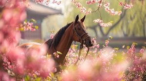 在春风和煦、阳光明媚的日子里，骑着骏马奔驰，心情愉悦，一天之内看遍了长安城的花。