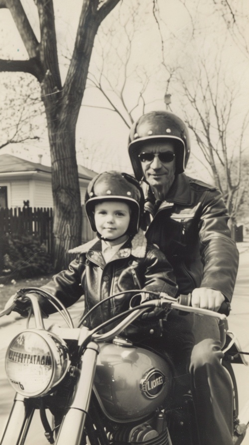 三岁的我，每天爸爸骑着摩托车送我去幼儿园。