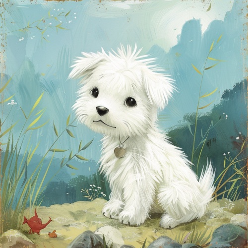 淘淘是一只白色的小狗，样子很可爱