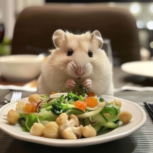 一个可爱的小仓鼠在吃饭