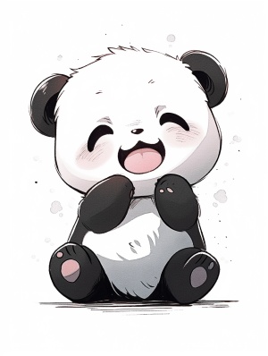 可爱熊猫插画: 16种丰富表情的简笔画