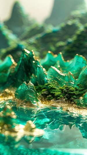 迷你景观中的3D立体效果与蓝绿色配色方案