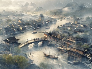 古代城市繁荣景象：北宋清明上河图描绘的繁华生活