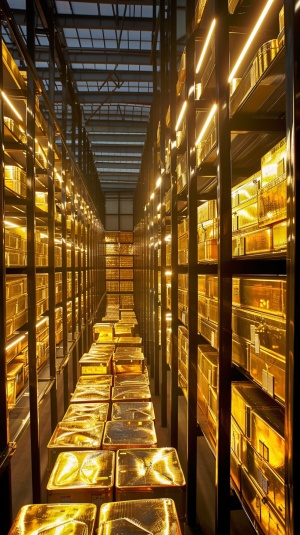 金色盒子的奢华储存——大型仓库内的视觉冲击力