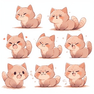 Cute Little Cat: Expressions and Emotions in Sticker Art Design