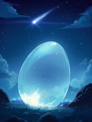 巨大候鸟蛋在流星星空中闪烁的近景高清动画