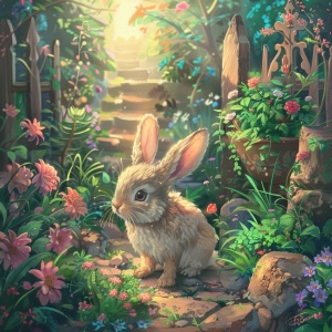 有一只小兔子，它住在一个美丽的花园里。小兔子非常喜欢探索新的地方。