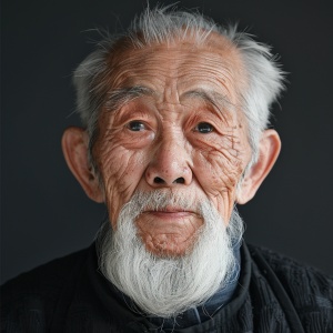 满脸沧桑感的现代中国老父亲图像，正面图，没有胡子，眼神深邃，高清画质