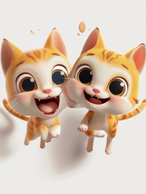 萌萌小猫咪贴纸-丰富表情动作的3D卡通皮克斯风格