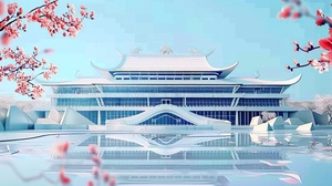 Traditional Chinese Architecture and Oriental Landscape in Dreamy 4K Paper Illustration