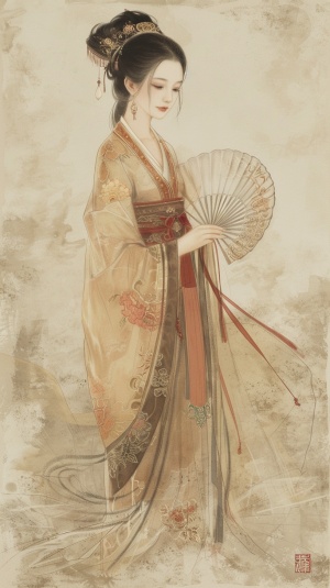 宫廷仕女人像——中国画风格的古典美