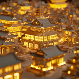 立体浮雕风格展示中国古典建筑