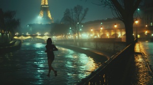 我很自信，很漂亮地，很优雅地在巴黎的夜晚奔跑