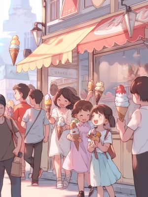 夏日街角冰淇淋小店：缤纷口味让人心动