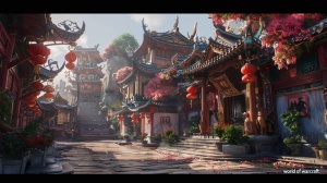 网络游戏《魔兽世界》中的熊猫人 正面 写实场景 8k 细节清晰 真实的 高清 写实主义 细节 8K超