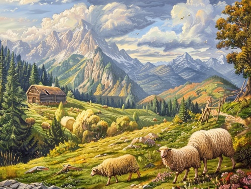 农夫带着小绵羊去山上吃草，回家时发现少了一只羊，他四处找了，也没有找到羊