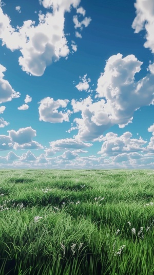 用蓝天白云和大草原帮我做一个超清风景视频要求视频时长15秒左右，视频比例9:16
