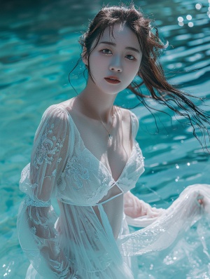 中国古典女神甜美少女清水池畔真人超清影像