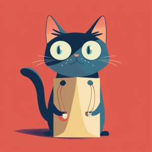 一直卡通猫，扁平插画，包装设计