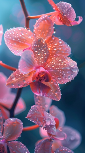 清晨唯美兰花，露珠镶嵌，专业摄影8K画质