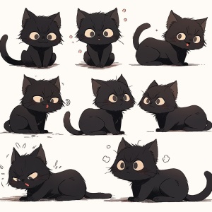 黑色猫咪的可爱二次元表情包