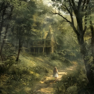 在一个阳光明媚的早晨小女孩娜娜在森林里迷路了他发现了一座小木好奇心的趋驶下走进了屋子