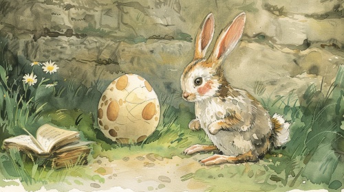 这只没有耳朵的兔子每天都和蛋在一起，它非常疼爱蛋，给蛋读书，教蛋游泳，给蛋织帽子，带蛋爬山，只到有一天，一只小鸡从蛋里出啦来了，还长着两只耳朵，他失望极了。