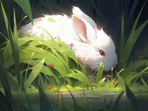 古代草地上的可爱白兔