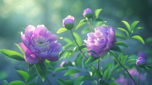 绽放的紫色牡丹花园
