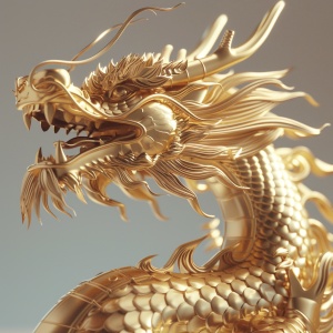 一只中国五爪金龙，神秘，恐怖，生猛。真实，属性为金