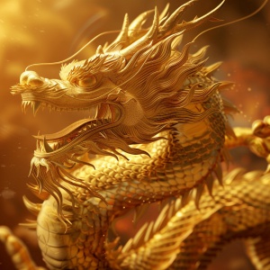 一只中国五爪金龙，神秘，恐怖，生猛。真实，属性为金