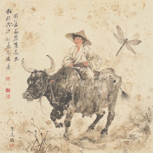 牧童骑黄牛，歌声振林樾。意欲捕鸣蝉，忽然闭口立 中国古风