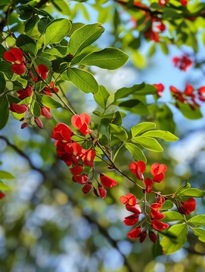 红豆生南国 春发愁思花开