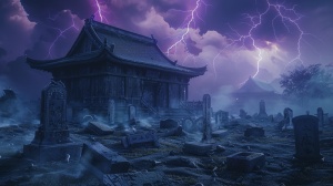 紫电破碎：中式风格木屋与龙骨墓碑