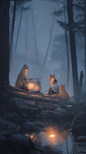夜里，深山，雾气缭绕，吃人的狐妖穿梭而过。
