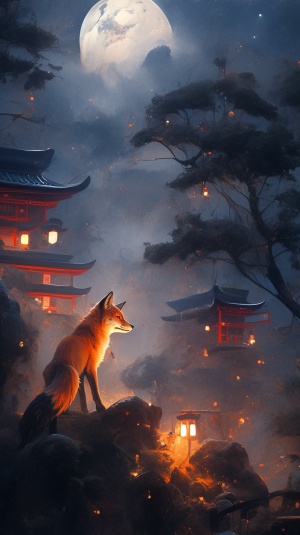 夜里，深山，雾气缭绕，吃人的狐妖穿梭而过。