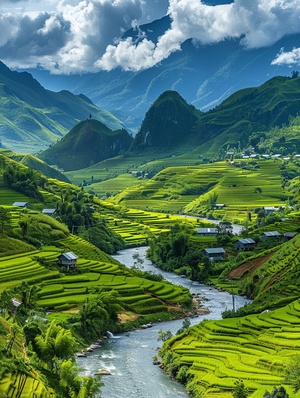 Magnificent Green Valley Under Sunshine