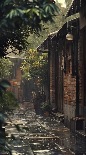 雨天小巷子，清新治愈