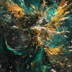 Golden Winged Goddess: A Fusion of Water and Land